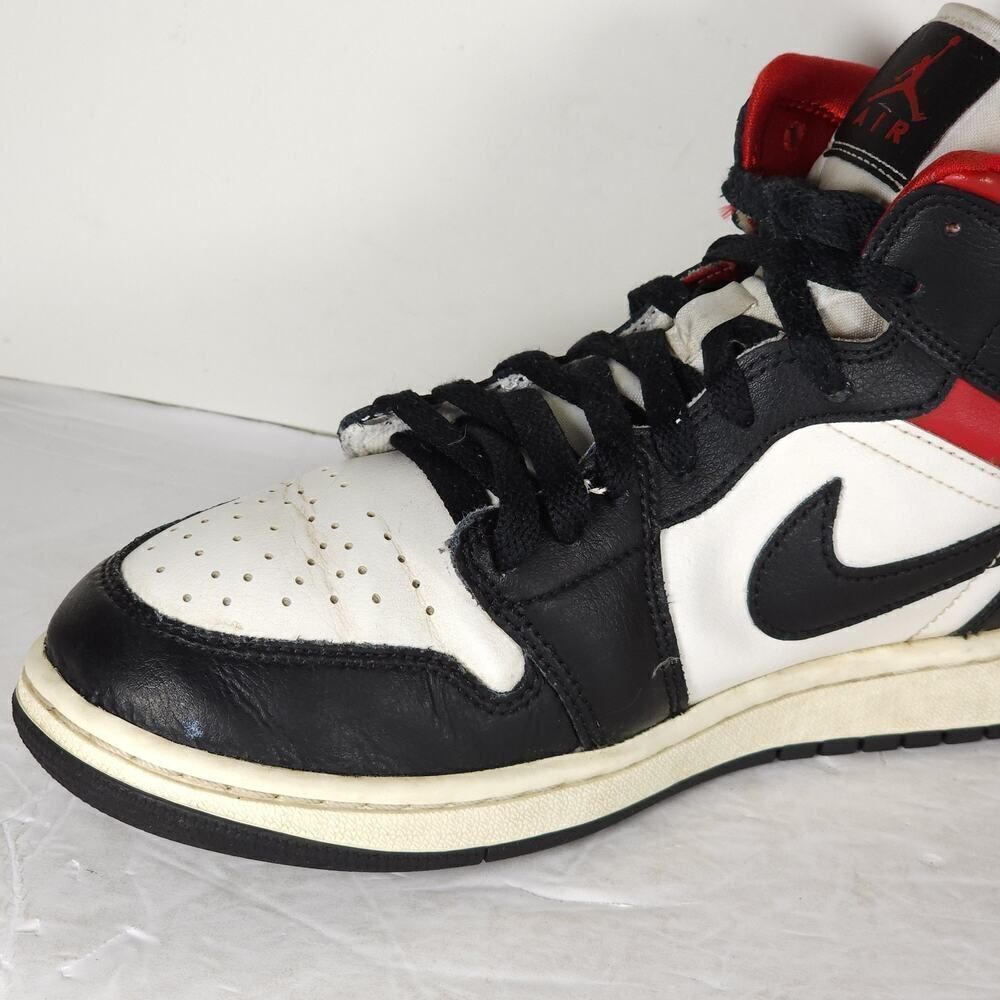 Nike Women’s Jordan 1 US9,5 Black Sail Gym Red Mid Top Sneakers Shoes BQ6472-061 - Picture 16 of 16